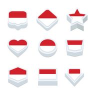 indonesia flags icons and button set nine styles