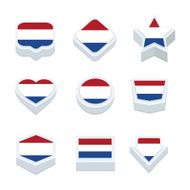 netherlands flags icons and button set nine styles