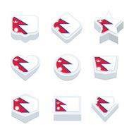 nepal flags icons and button set nine styles
