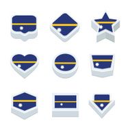 Nauru flags icons and button set nine styles