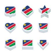 Namibia flags icons and button set nine styles