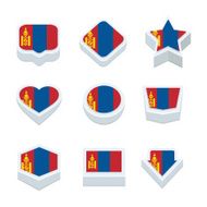 mongolia flags icons and button set nine styles