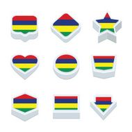 mauritius flags icons and button set nine styles