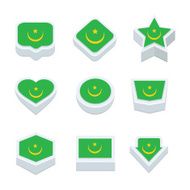 mauritania flags icons and button set nine styles