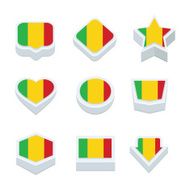 mali flags icons and button set nine styles