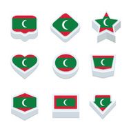 maldives flags icons and button set nine styles