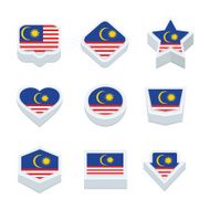 Malaysia flags icons and button set nine styles