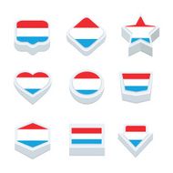 luxembourg flags icons and button set nine styles