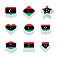 libya flags icons and button set nine styles