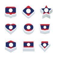 laos flags icons and button set nine styles
