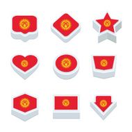 Kyrgyzstan flags icons and button set nine styles