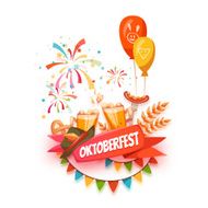Banner for Oktoberfest celebration Beer and ribbon Vector illustrations N2