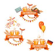 Banners for Oktoberfest celebration Beer and ribbons Vector illustrations