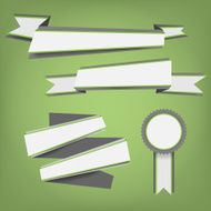 Flat color ribbons and badges