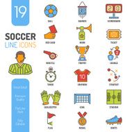 Soccer Thin Lines Color Web Icon Set N3