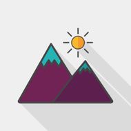 Mountain tourist flat icon with long shadow N6