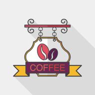 Coffee shop signs flat icon with long shadow eps10 N54