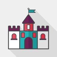 Building castle flat icon with long shadow eps10 N19