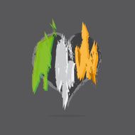 Ireland Flag In Heart With Abstract Brush