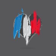 France Flag In Heart With Abstract Brush