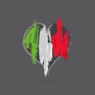 Italy Flag In Heart With Abstract Brush