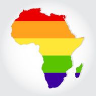 Rainbow flag in contour of Africa