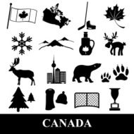 canada country theme symbols stickers set eps10