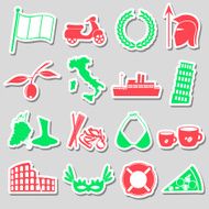 italy country theme various stickers set eps10 N2