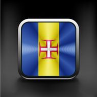 Metal square icon with flag colors of Madeira
