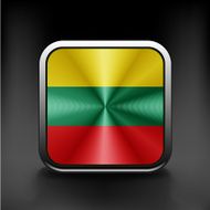 Flag of Lithuania as round glossy icon Button Lithuanian flag