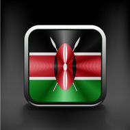 Kenya Flag square glossy button national white icon country