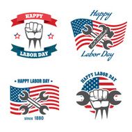United States Labor Day national holiday vector logos badges emblems