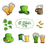 Set Items for holiday St Patrick&#039;s Day In cartoon style