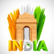 India Gate with Tricolor grungy background