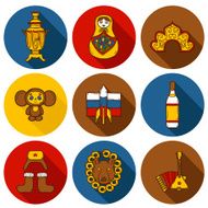 Set of hand drawn objects on Russia theme balalaika vodka N2