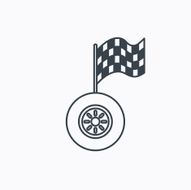 Race icon Wheel with racing flag sign N10