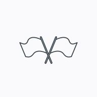 Crosswise waving flag icon Location pointer N6