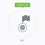 Race icon Wheel with racing flag sign N12