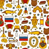 Seamless background with cute hand drawn objects on Russia theme N2