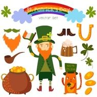 Beautiful St Patrick's set in vector Stylish bright concept el