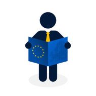 black figure with a yellow tie and blue European Paper