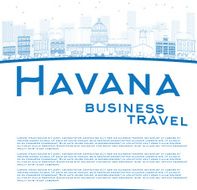 Outline Havana Skyline with Blue Building and copy space