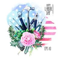 Watercolor Labor day design N2