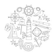 Marine outline icons set N2