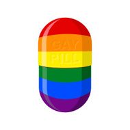 Gay pill Pharmaceutical Capsule with LGBT flag Vector illustra