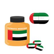 National Patriotic medicine UAE Pill with the flag UAE