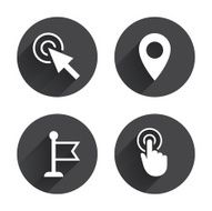 Mouse cursor icon Hand or Flag pointer symbols N14