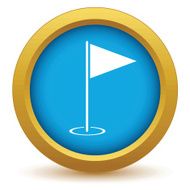 Gold golf flag icon
