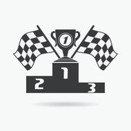 Flag icon Checkered or racing flags prize cup winners podium