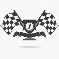 Flag icon Checkered or racing flags prize cup finish ribbon